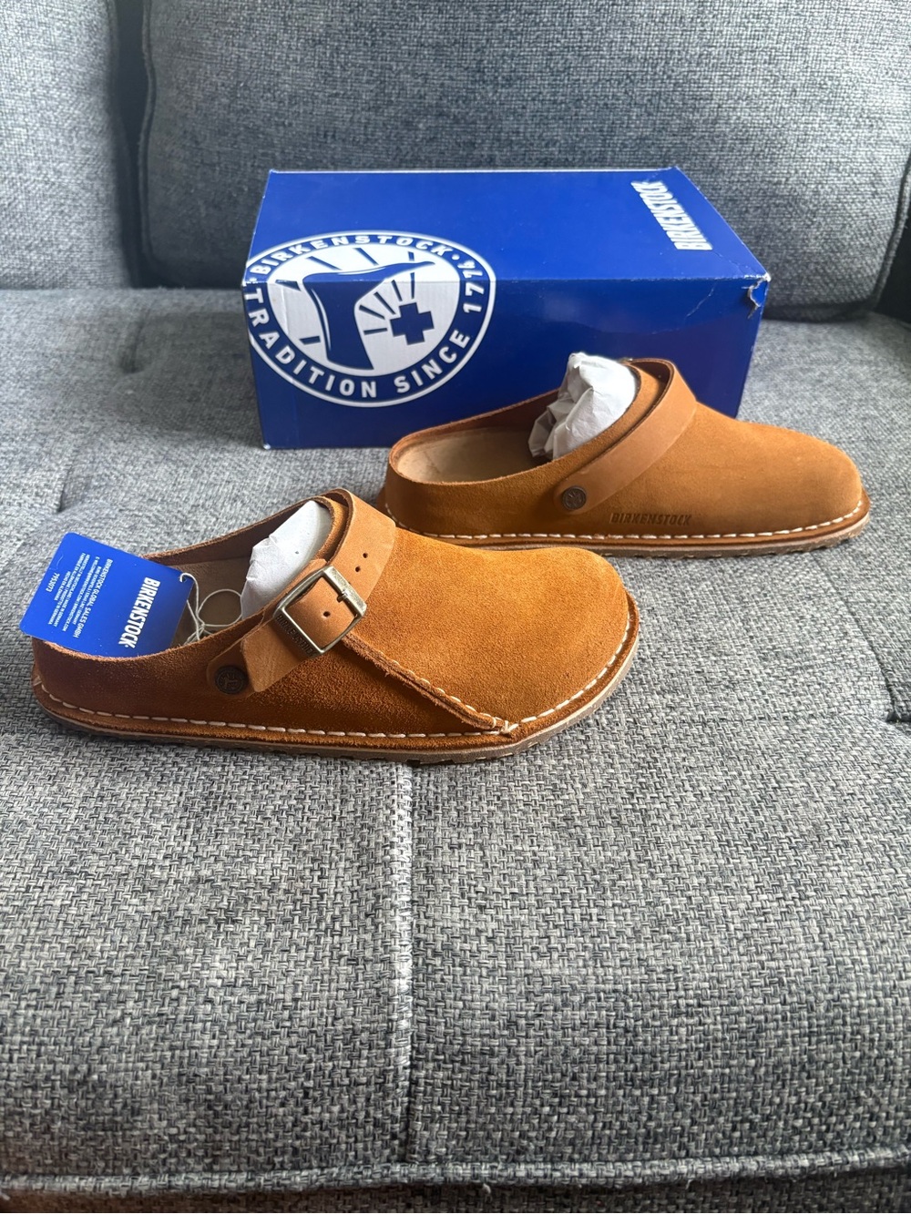 Birkenstock Kids Suede Clog Slip-Ons in Tan